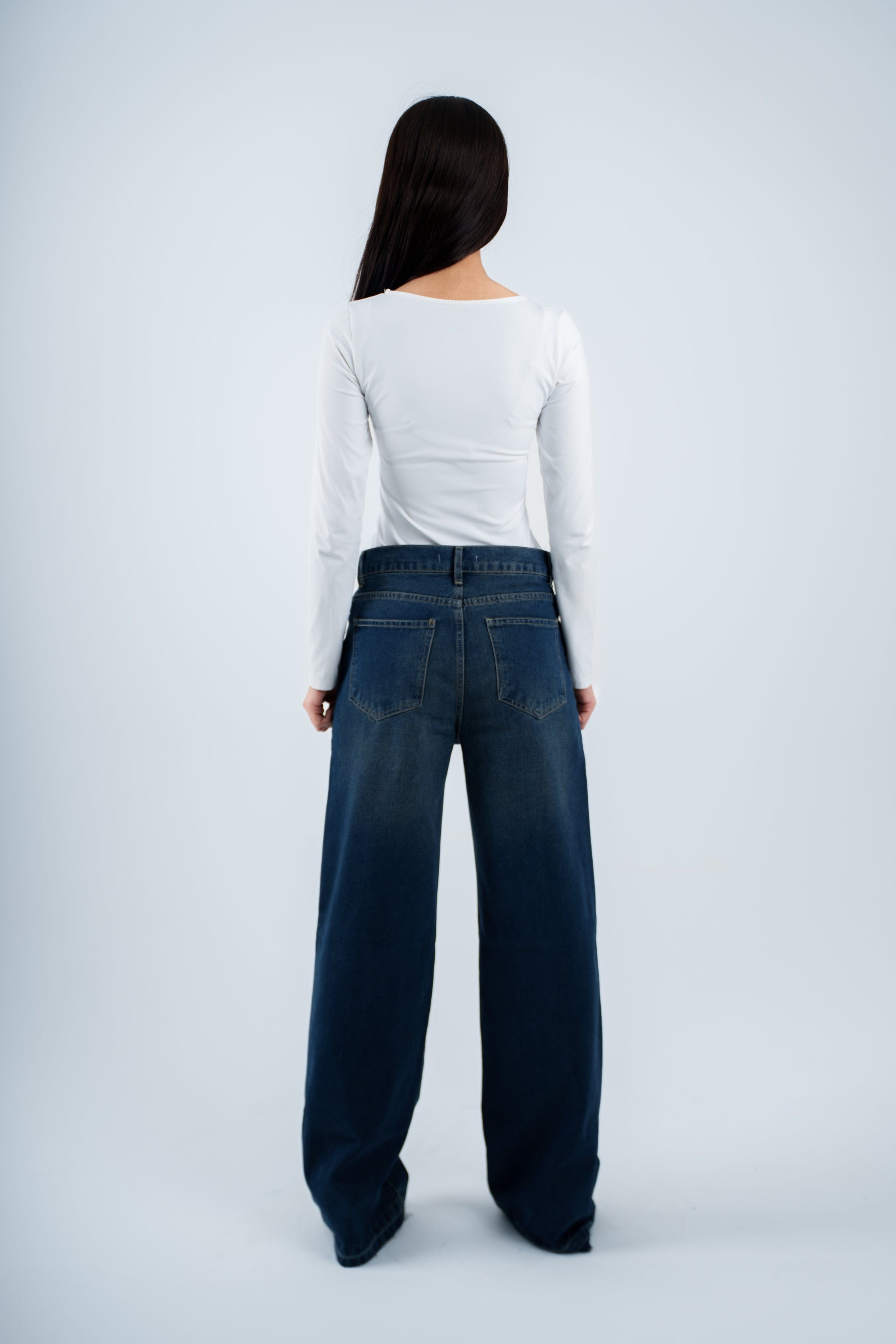 High-Waist Dirty Cross Wide Leg Jeans