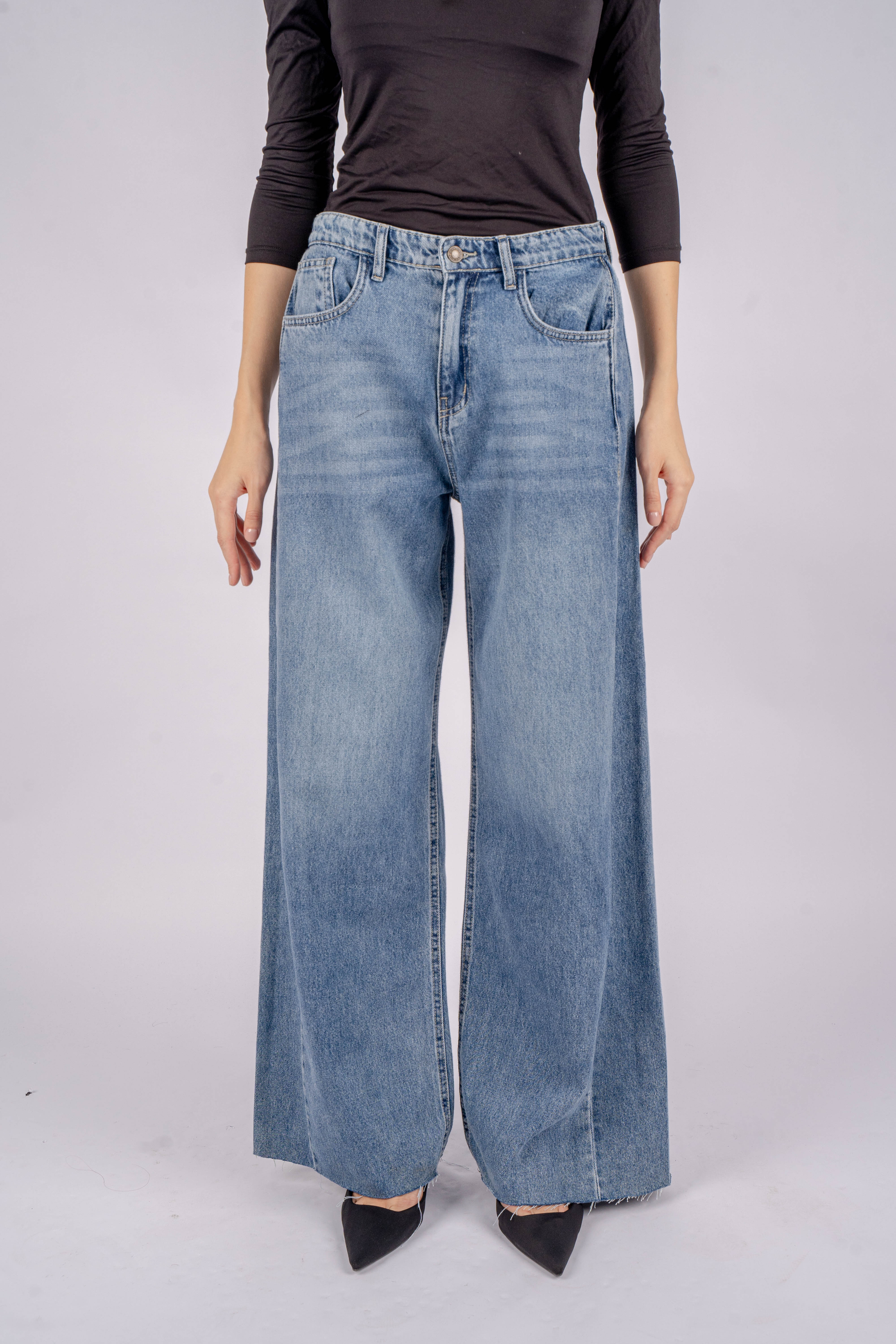 Vantage Wide Leg Jeans High-Waist  Blue