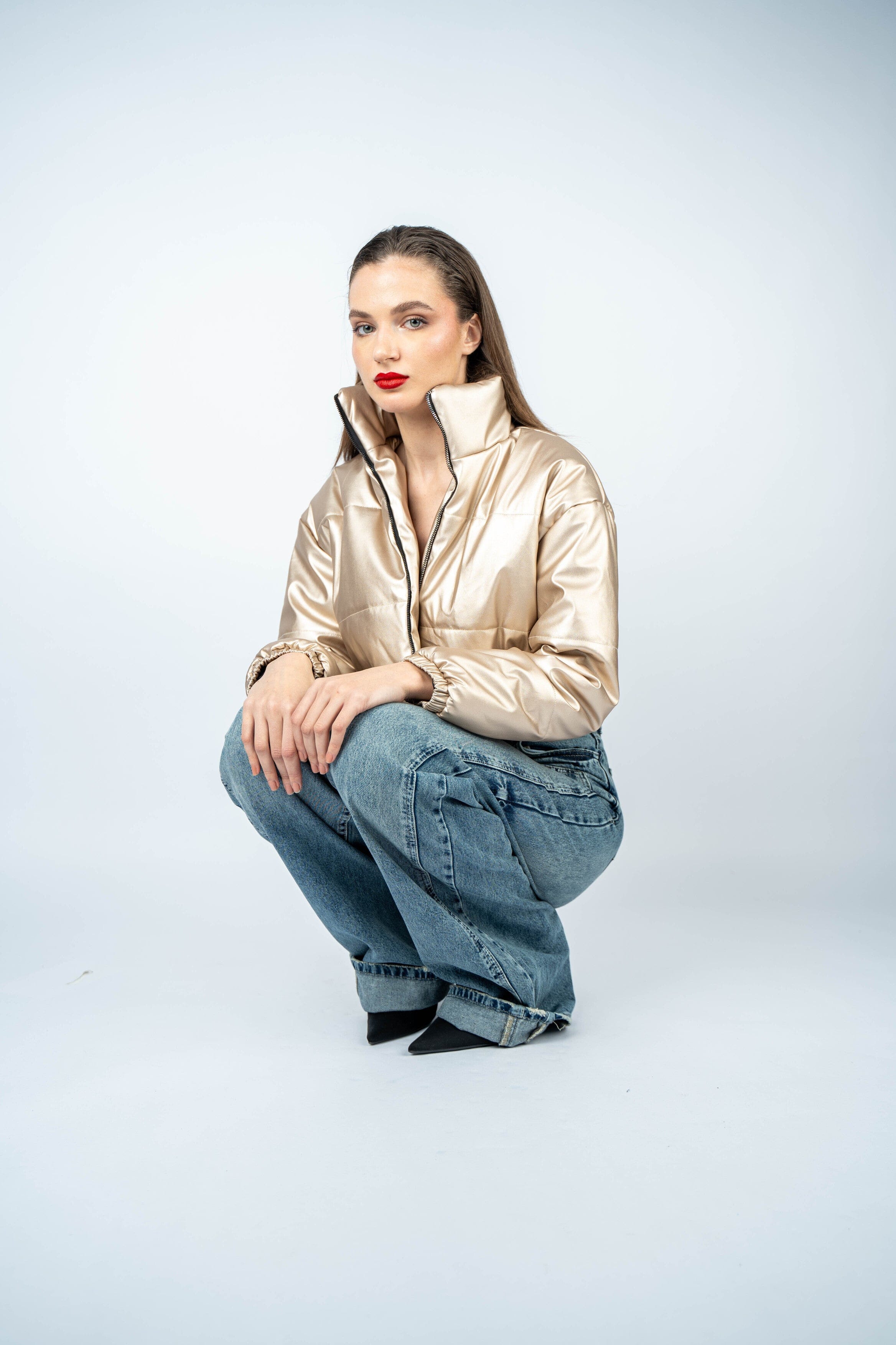 Gold Metallic Puffer Jacket