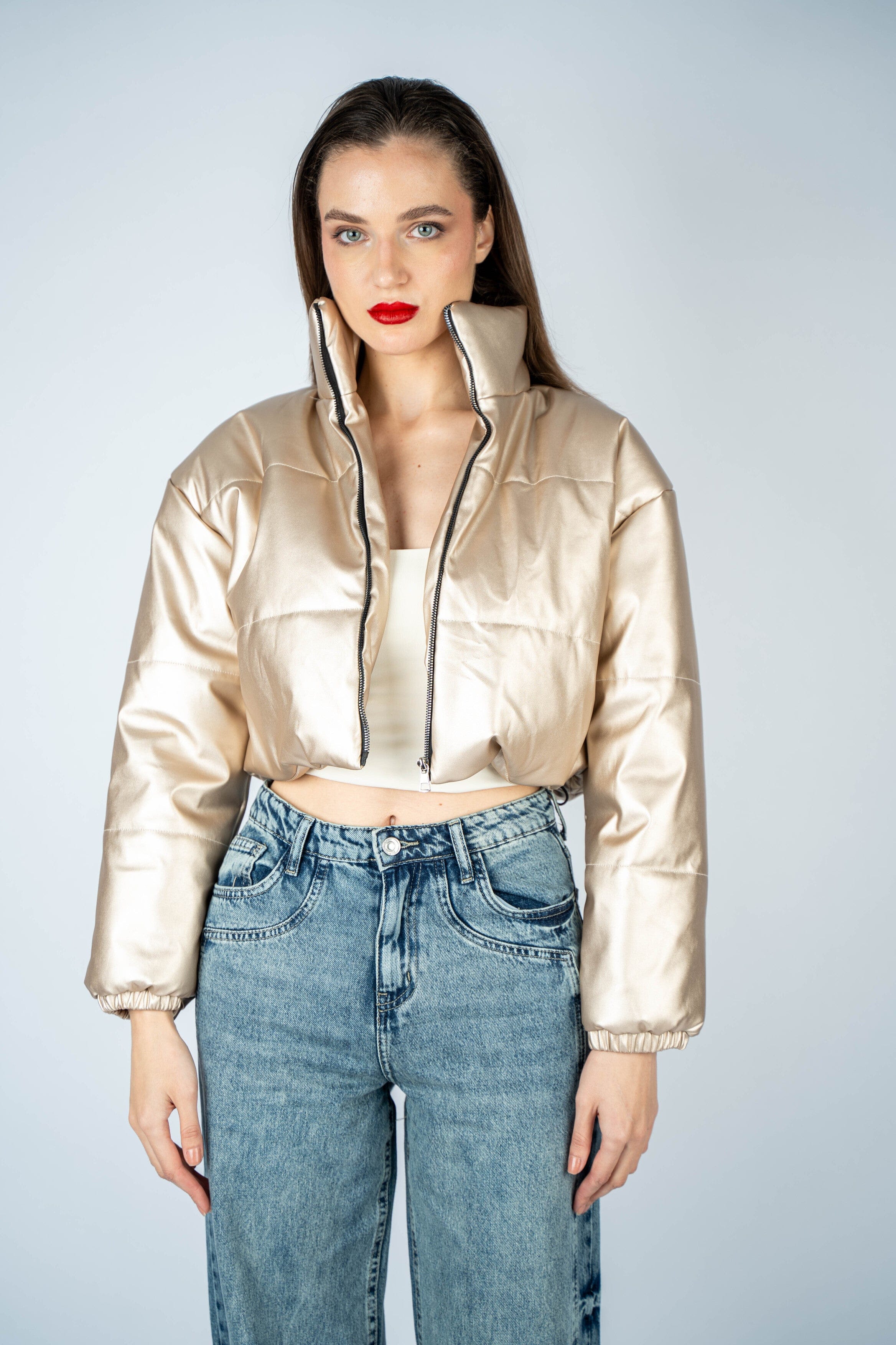 Gold Metallic Puffer Jacket