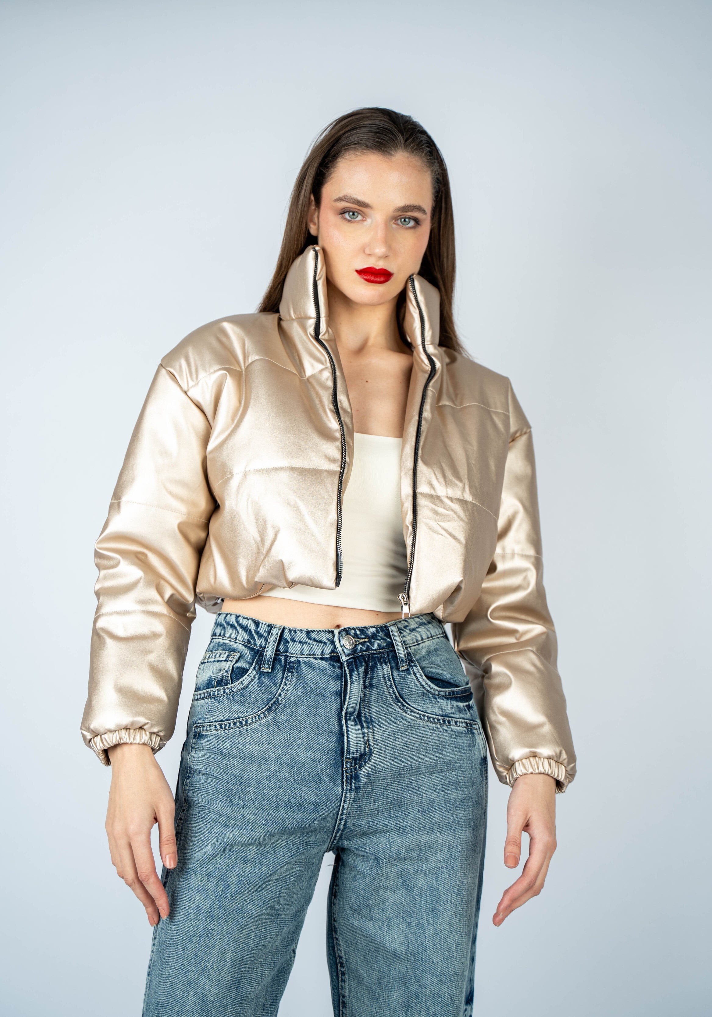 Gold Metallic Puffer Jacket