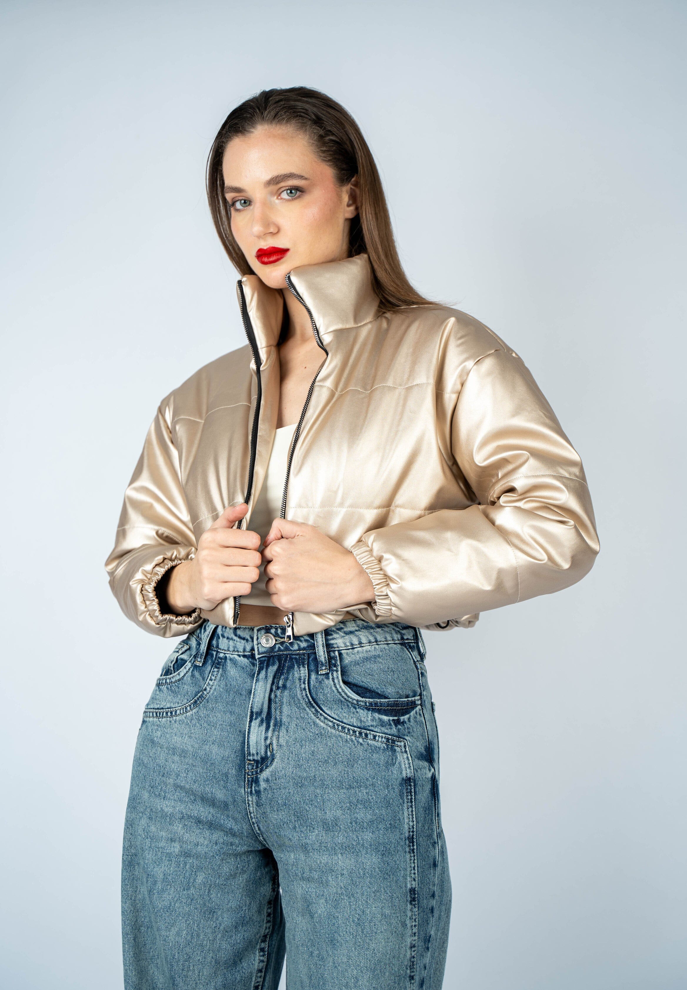 Gold Metallic Puffer Jacket