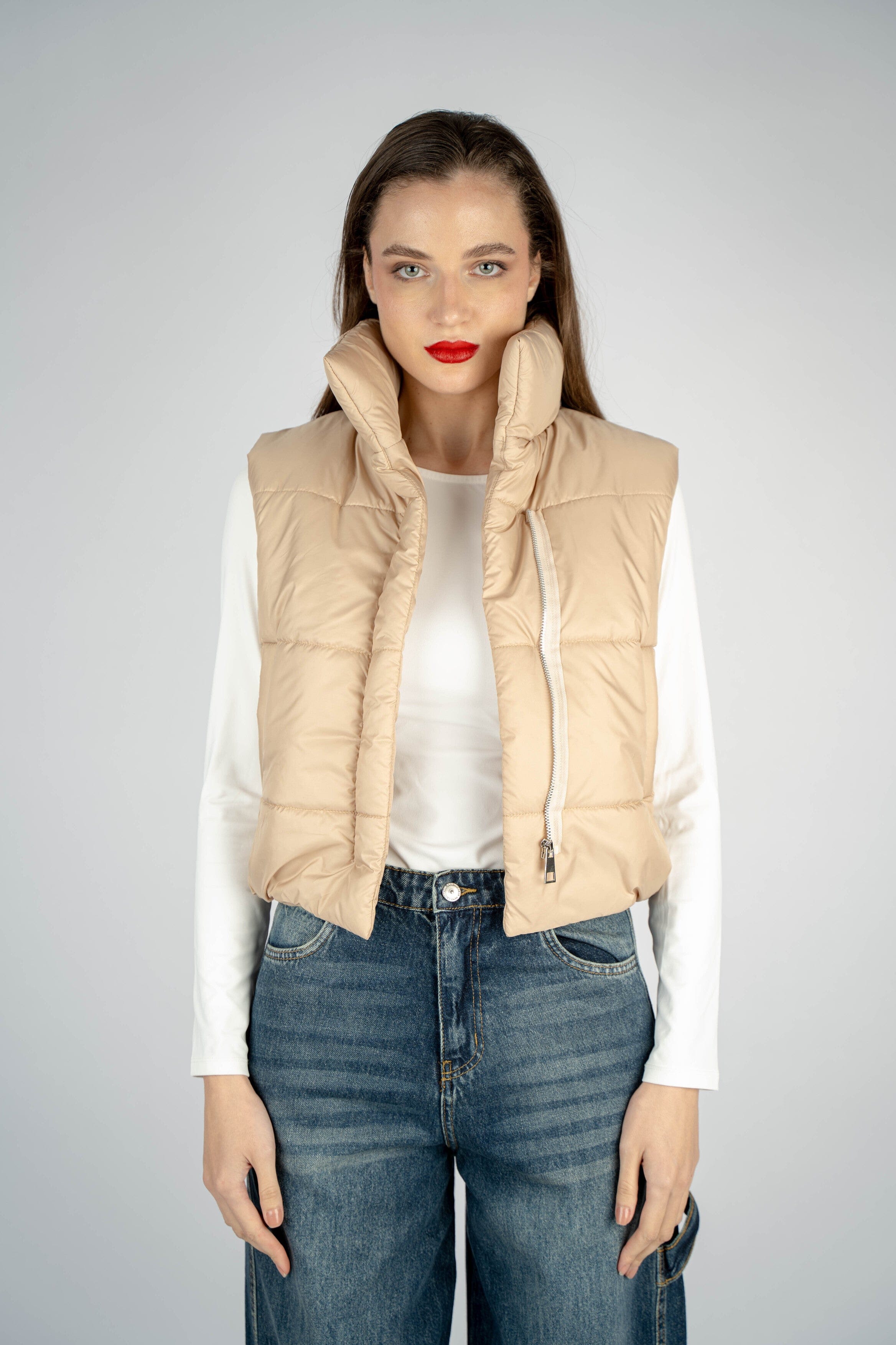 Beige Puffer Vest