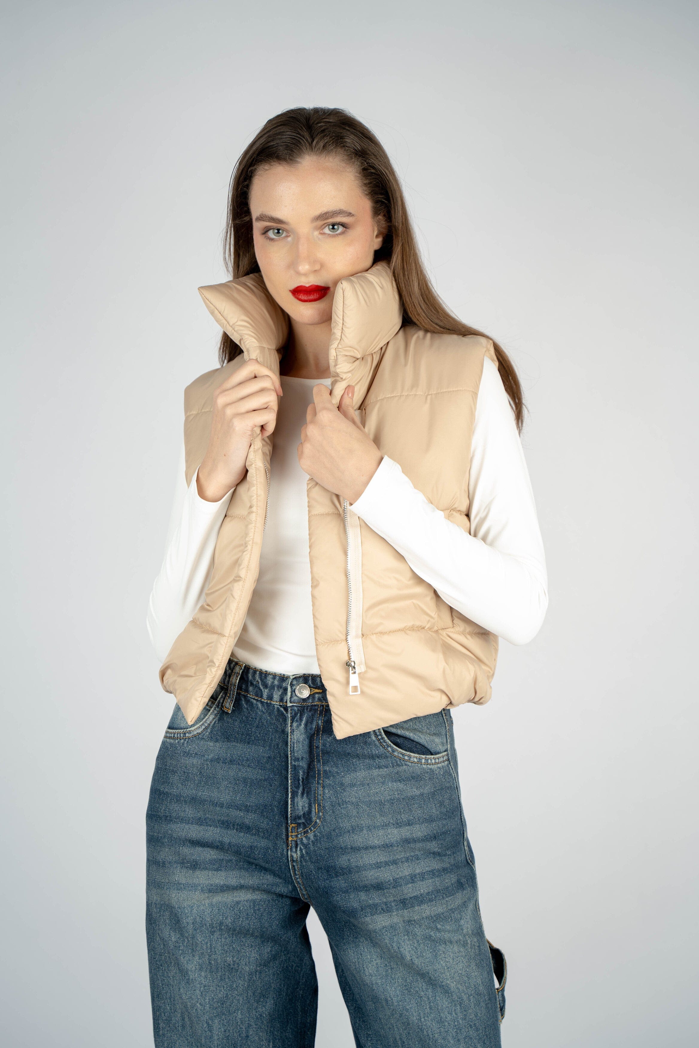 Beige Puffer Vest