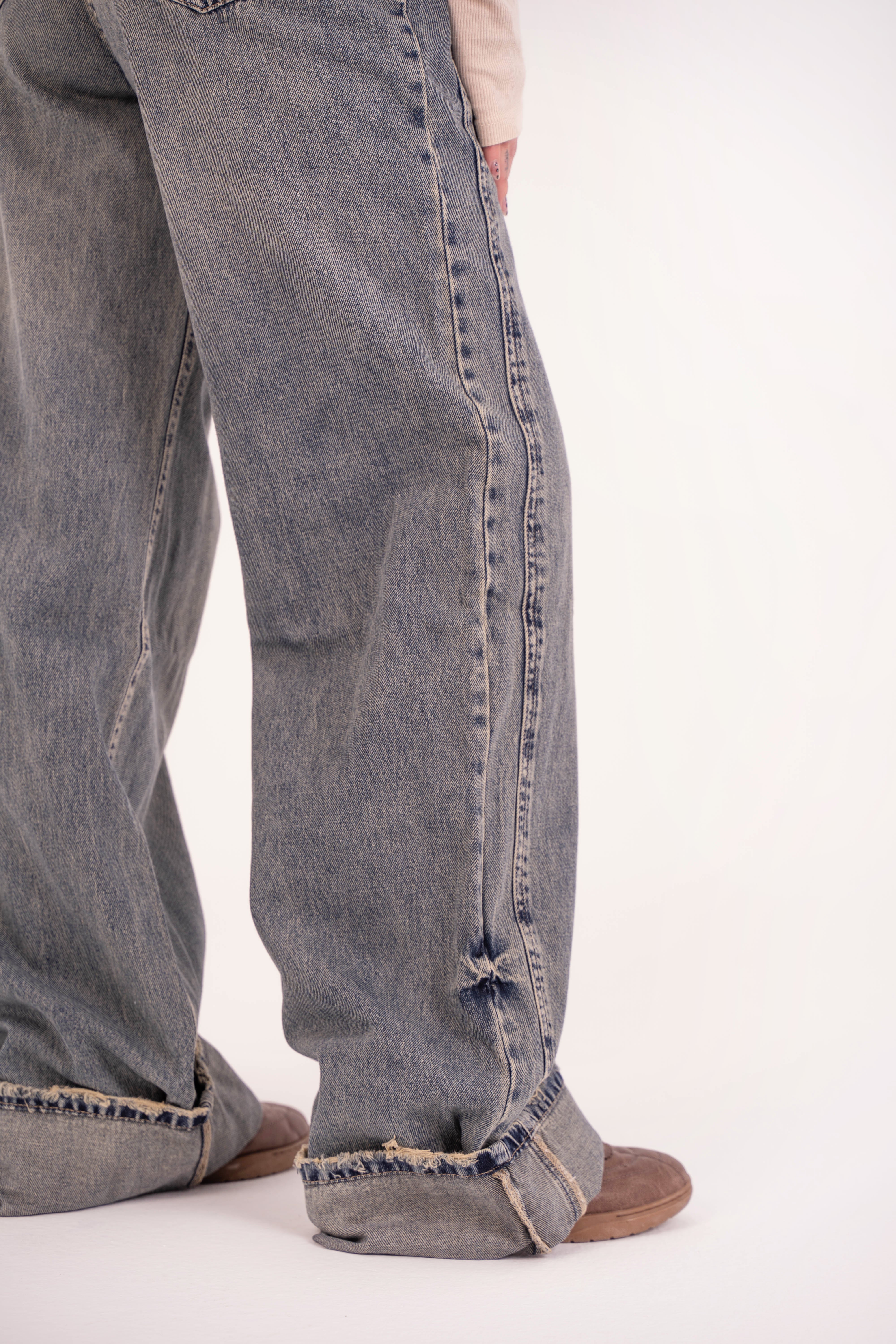 High-Waist Tent Wash Long Straight Leg Jeans