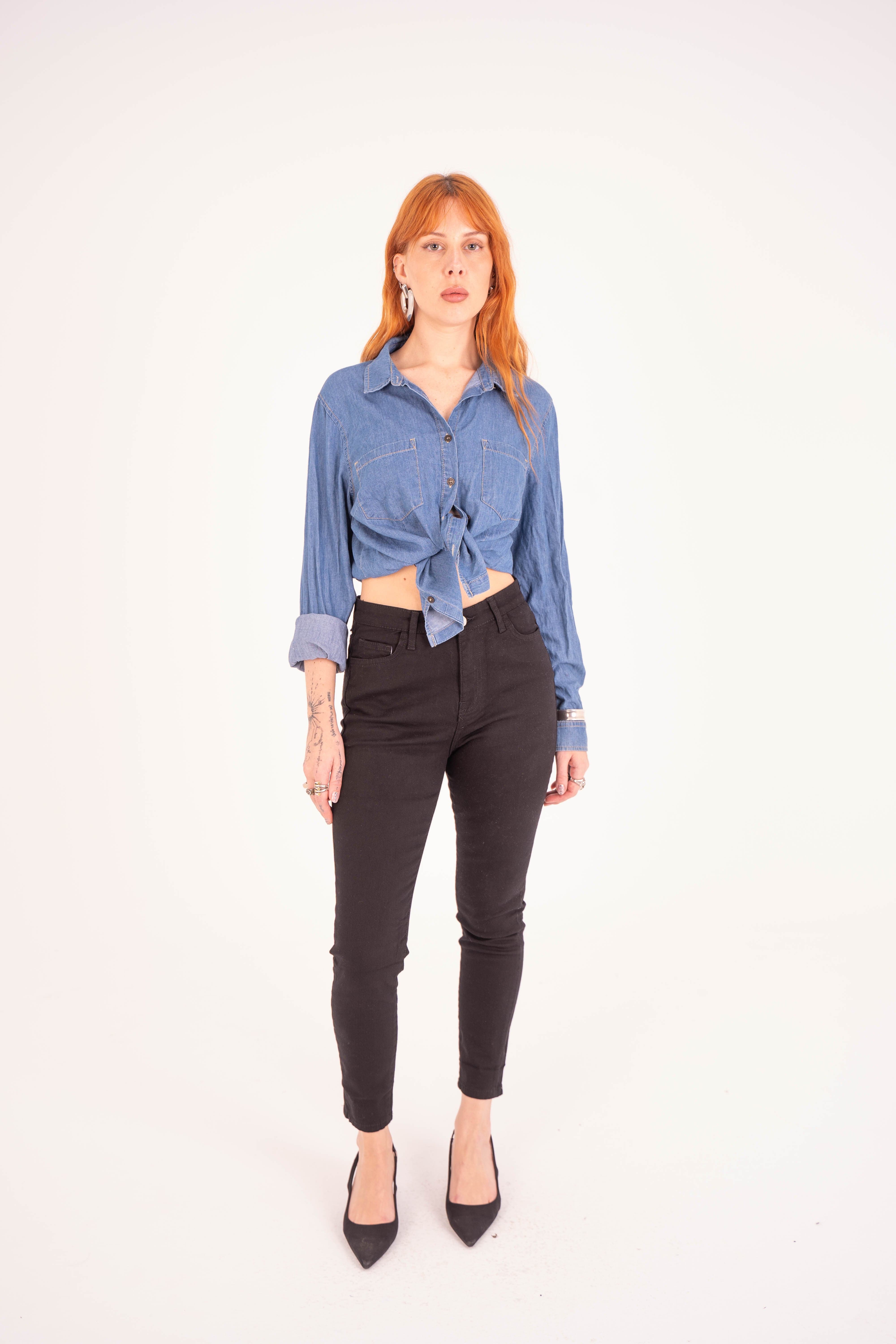 High Waist Super Skinny Ankle Length Black