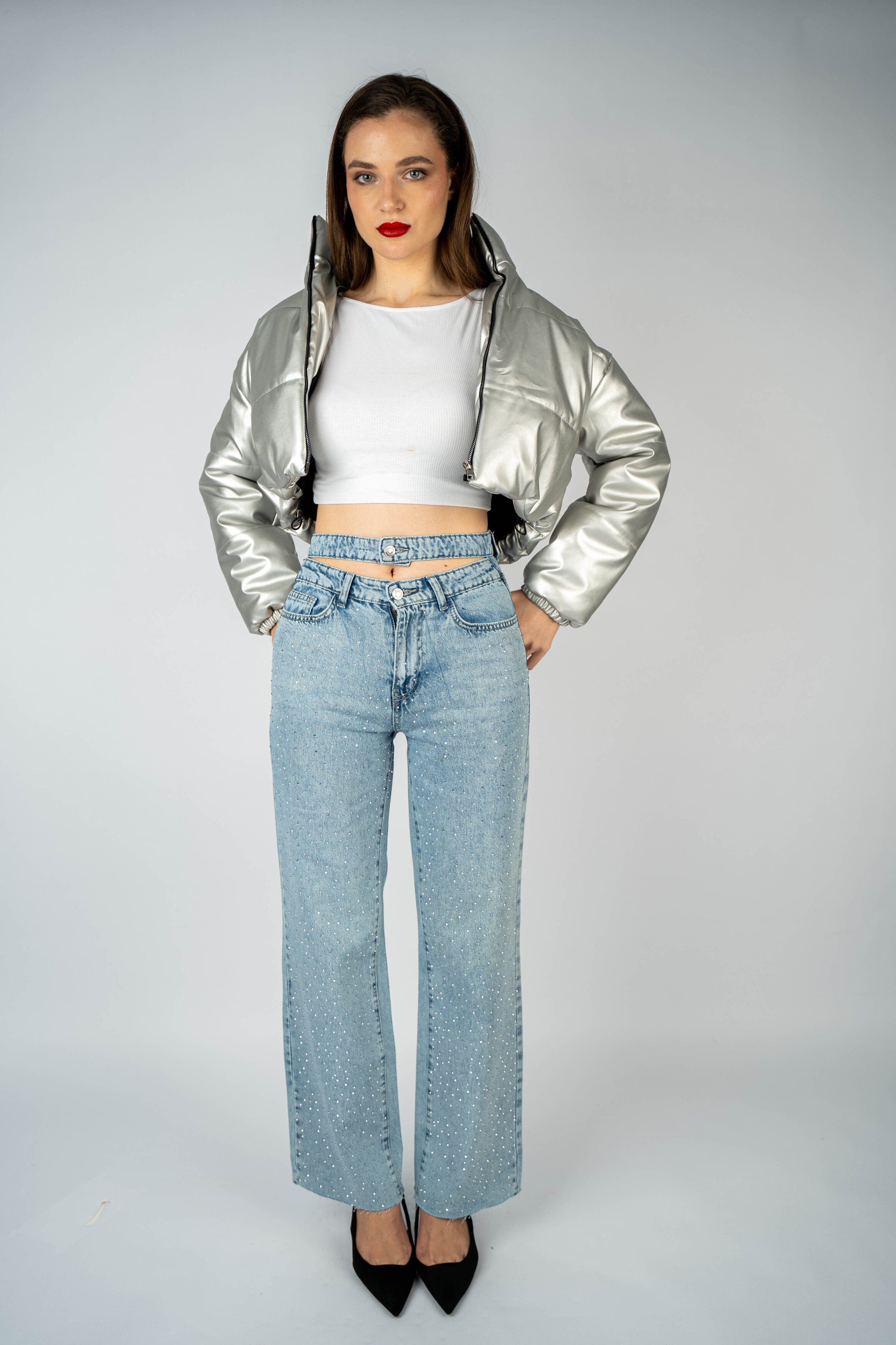 Silver Metallic Puffer Jacket