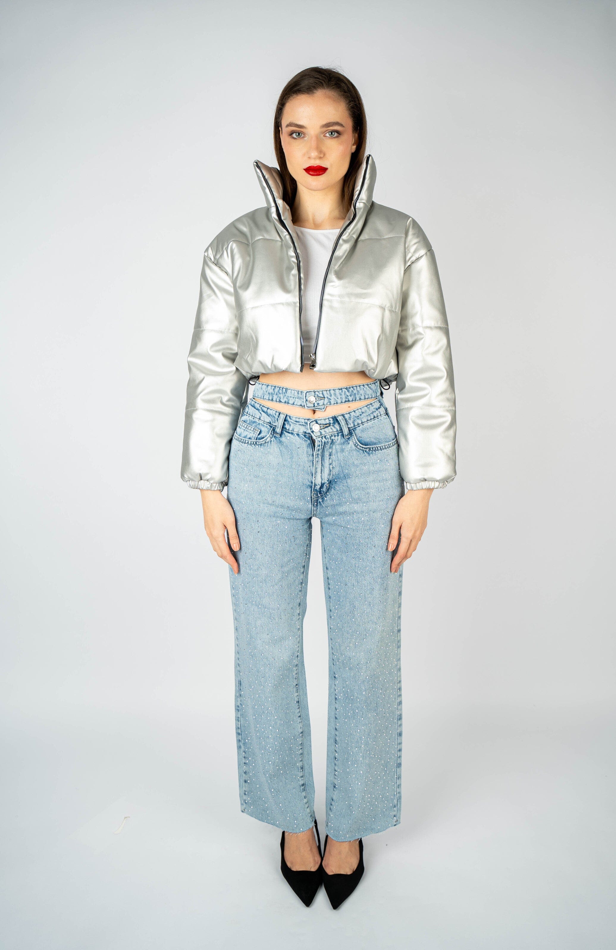 Silver Metallic Puffer Jacket