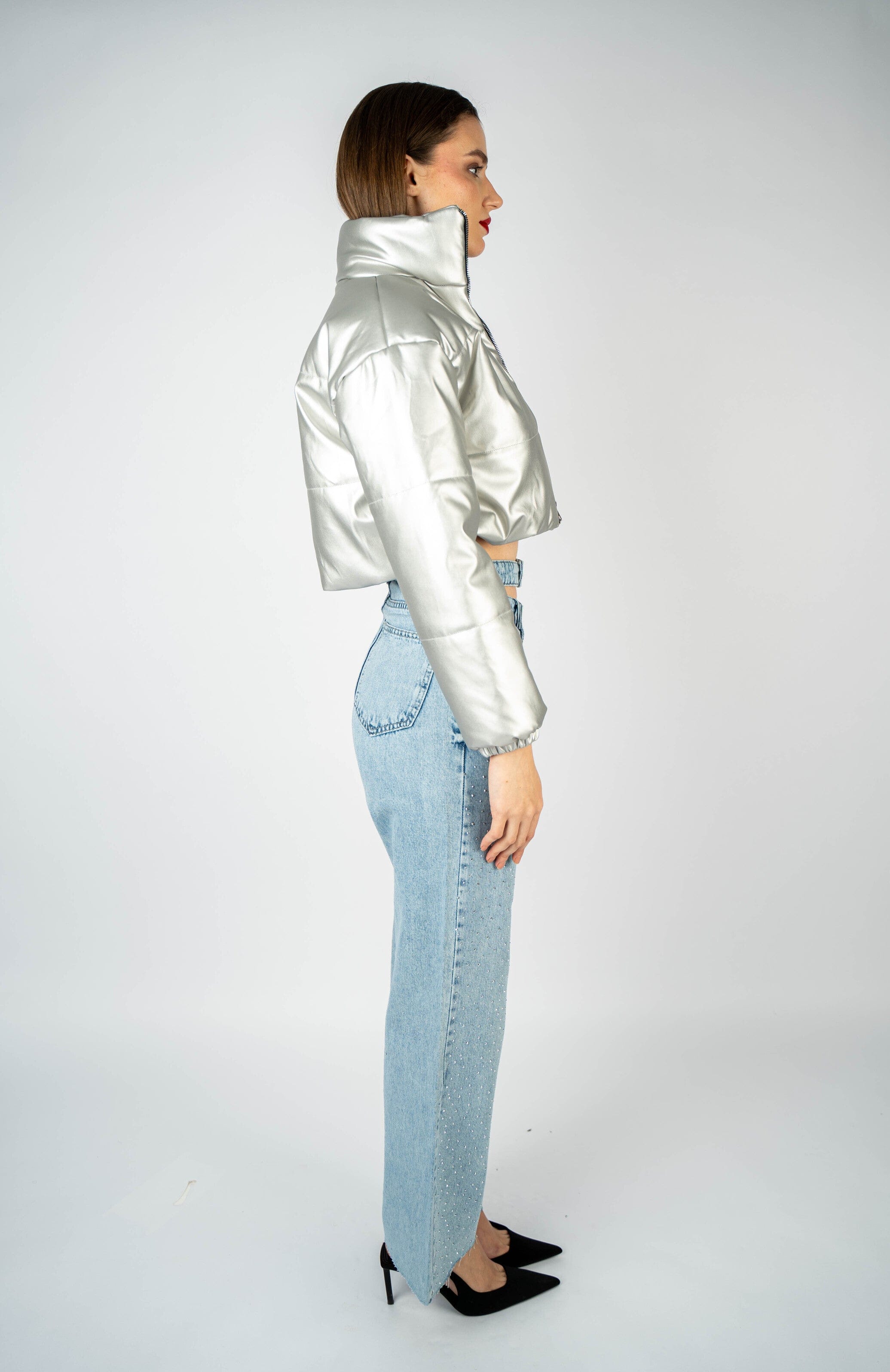 Silver Metallic Puffer Jacket