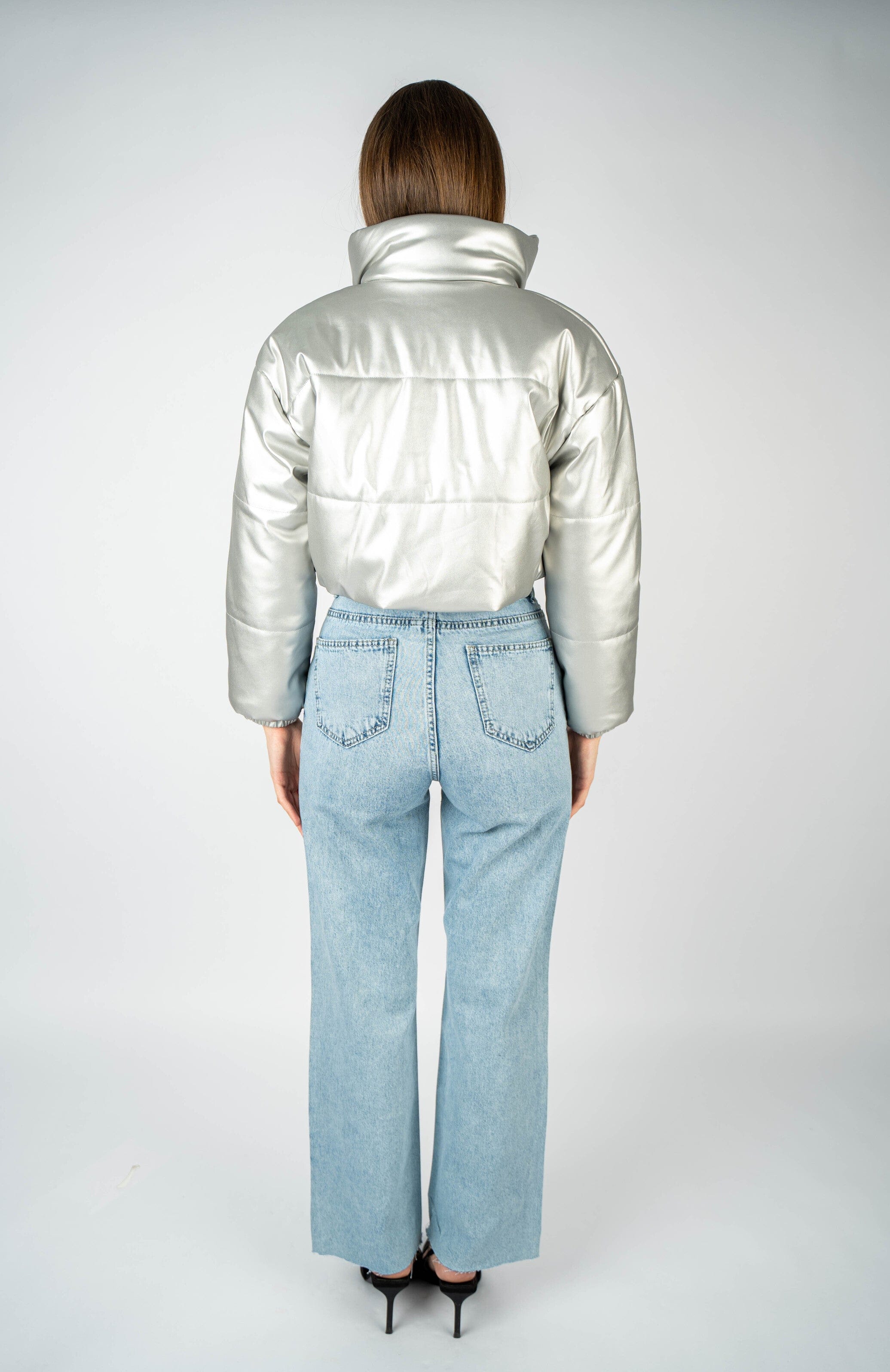 Silver Metallic Puffer Jacket