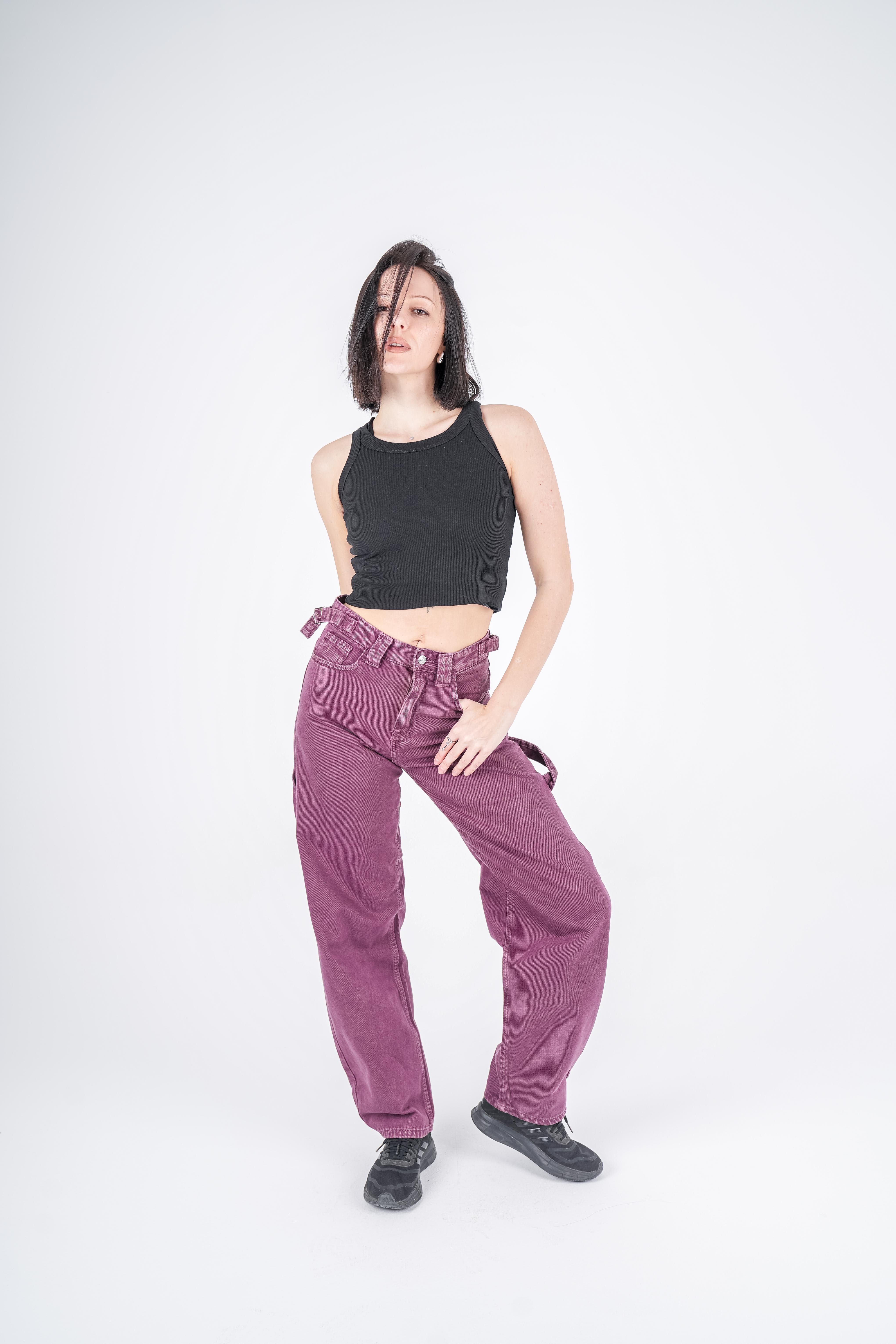 High-Waist Grape Skater Jeans