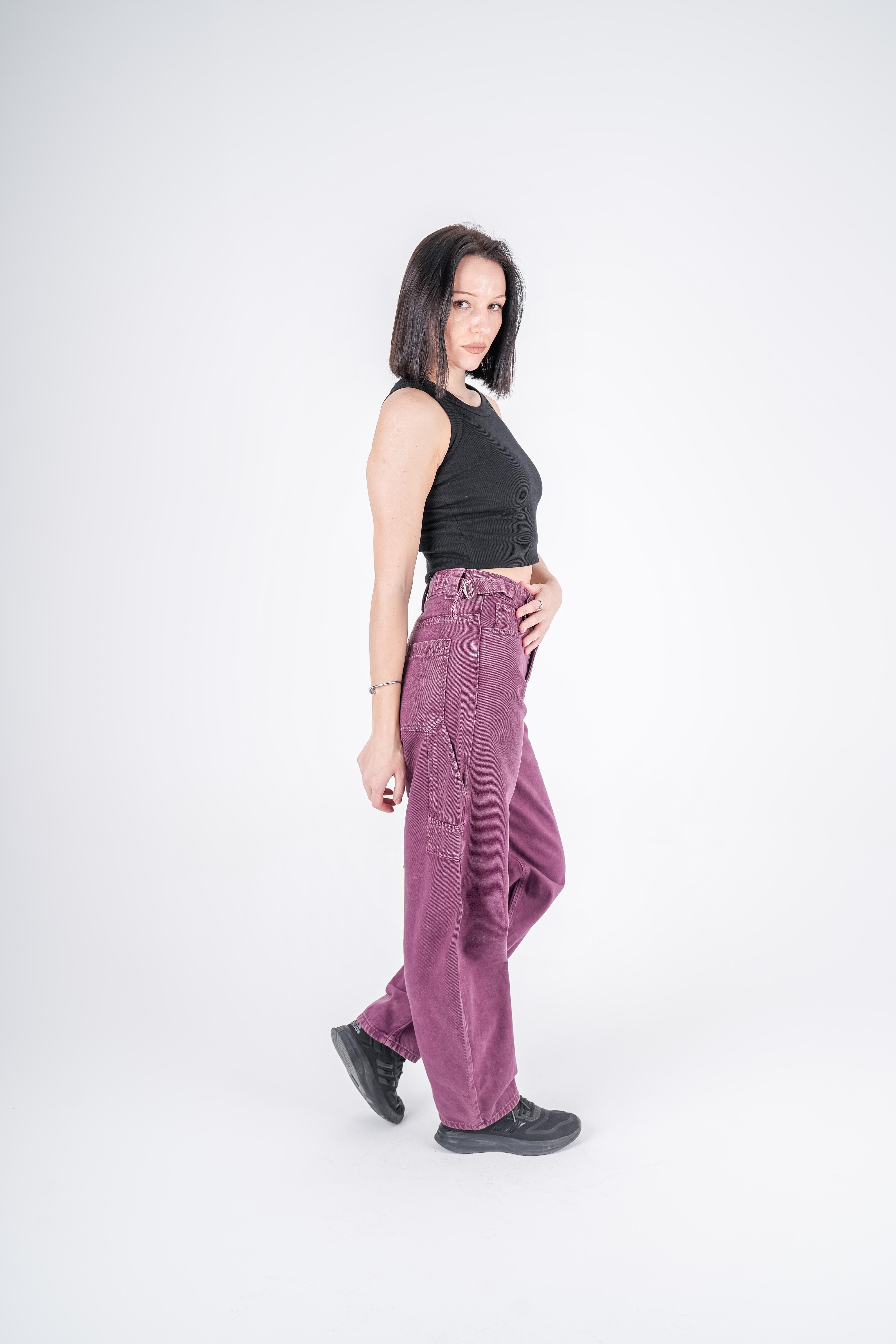 High-Waist Grape Skater Jeans