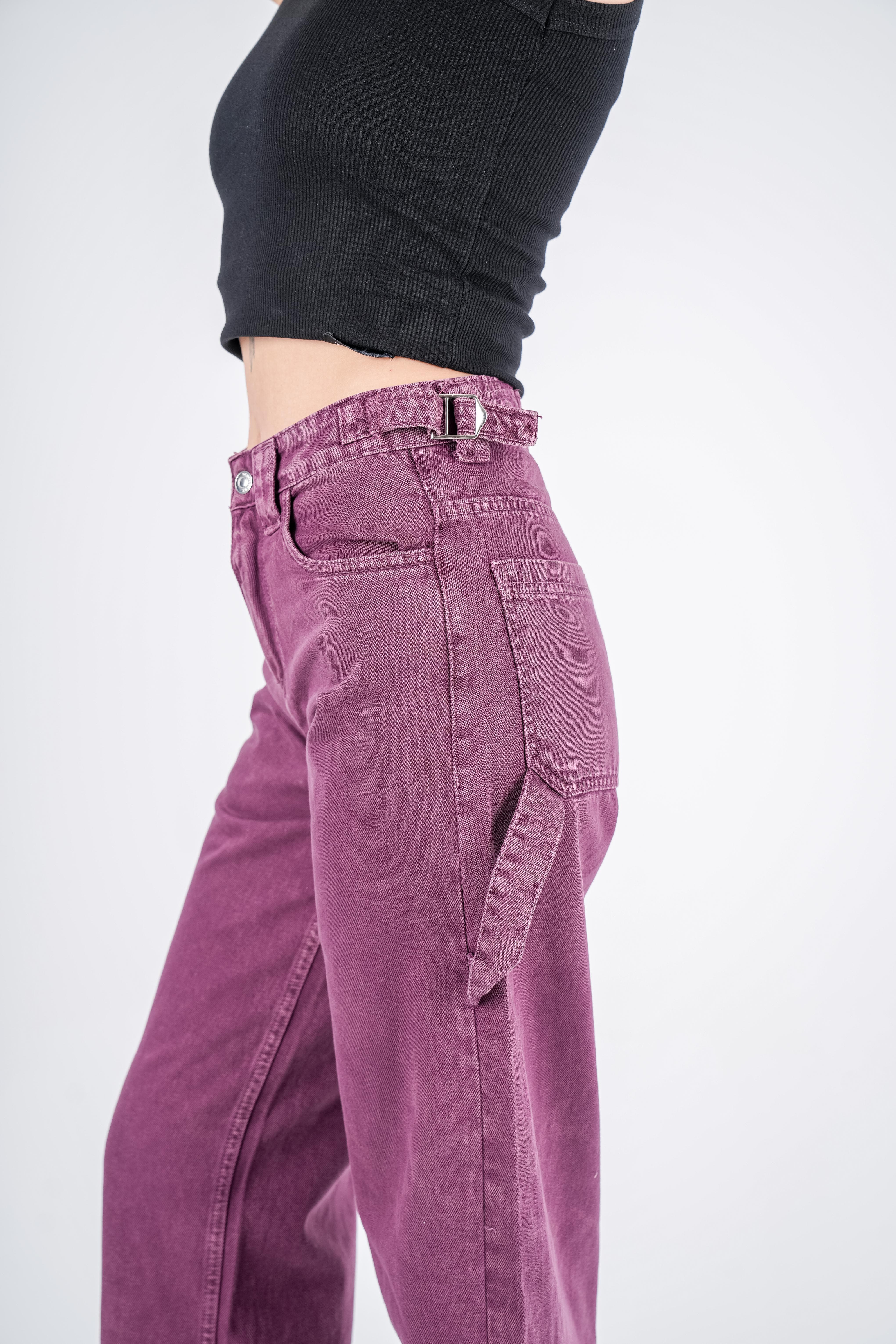 High-Waist Grape Skater Jeans