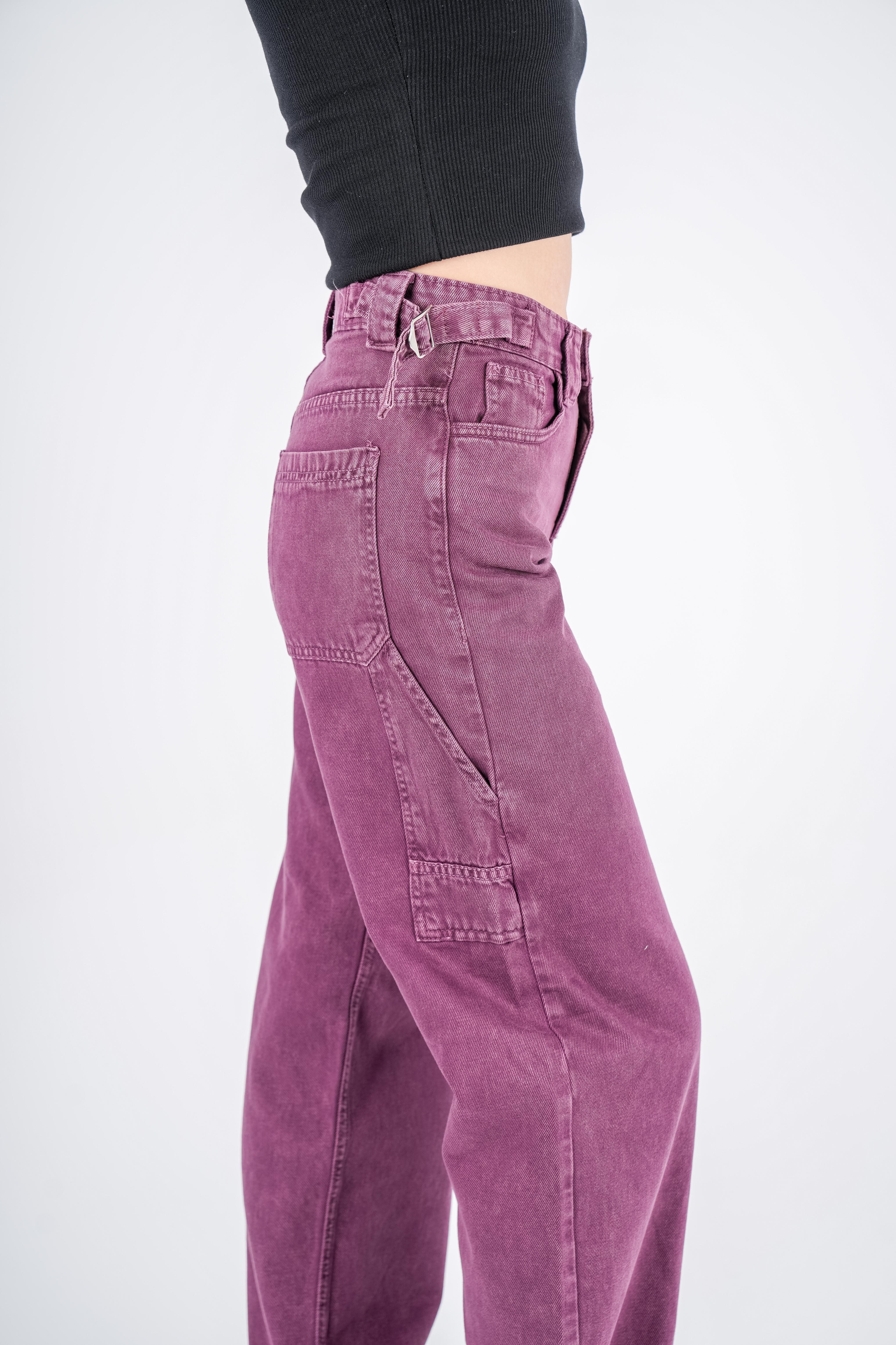 High-Waist Grape Skater Jeans