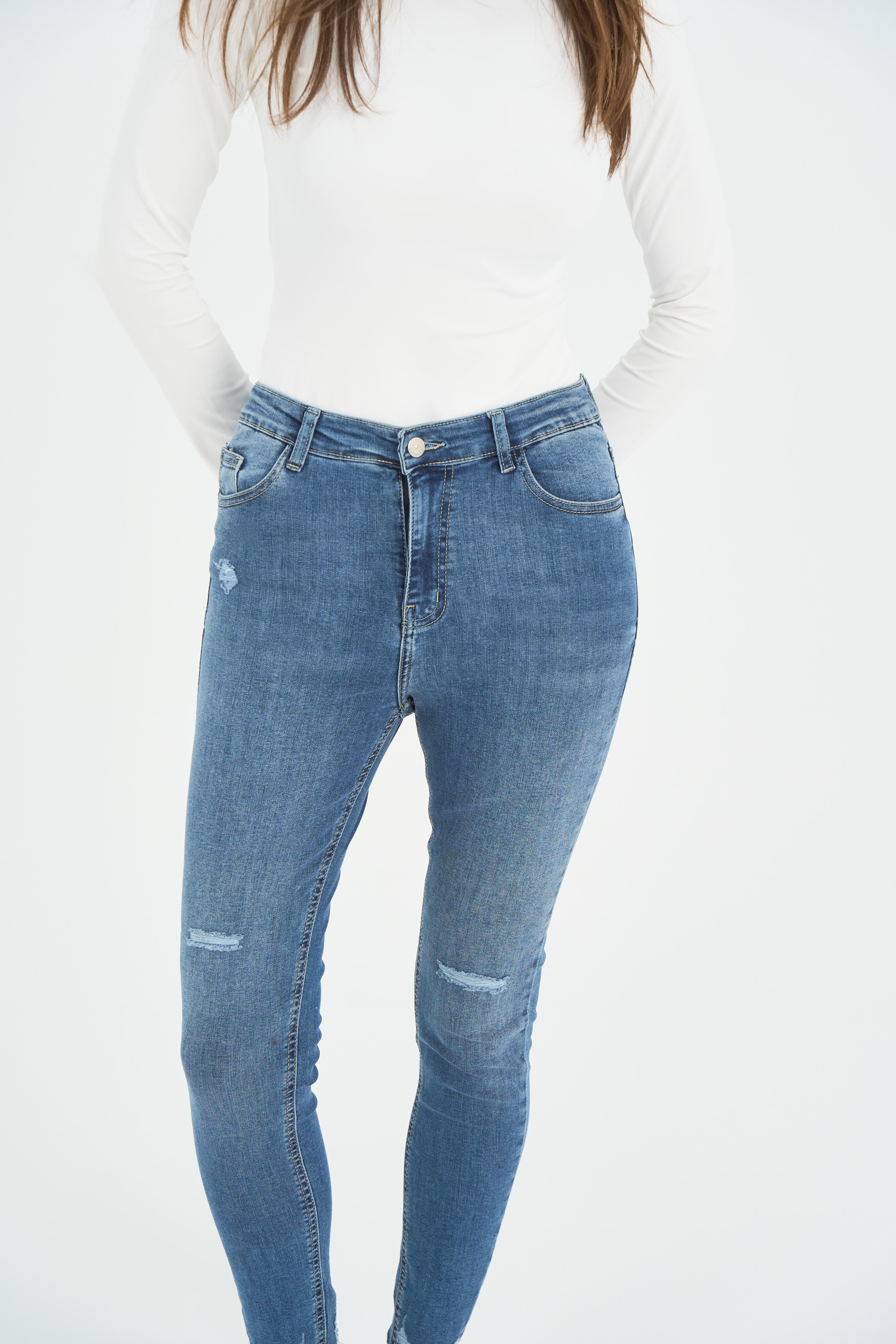 High Waist Super Skinny Ankle Length Drak Blue