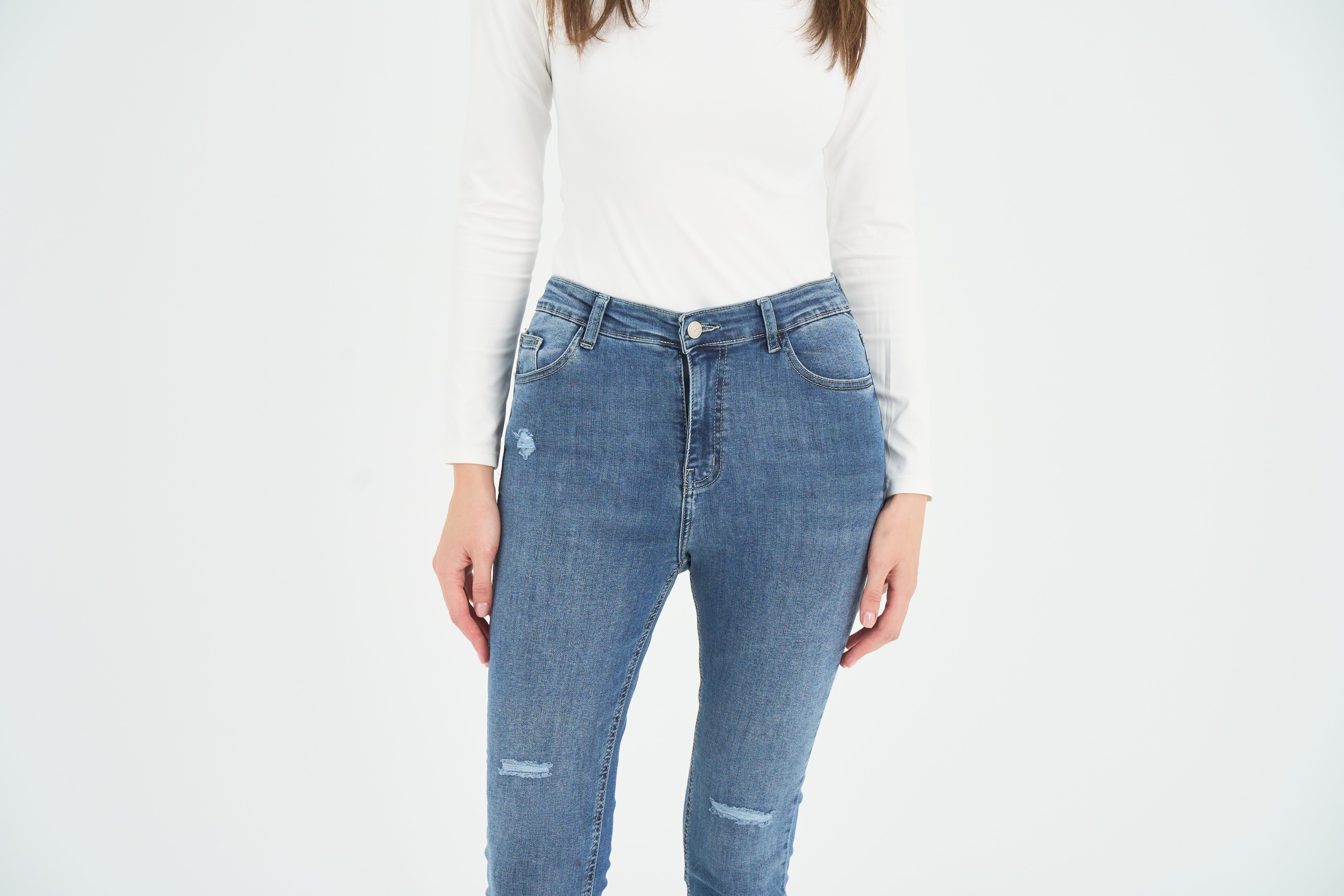 High Waist Super Skinny Ankle Length Drak Blue